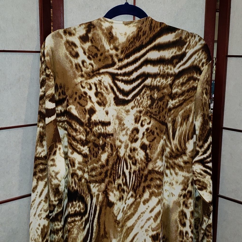 Soft Focus Open-Faced Leopard Print Cardigan - image 6